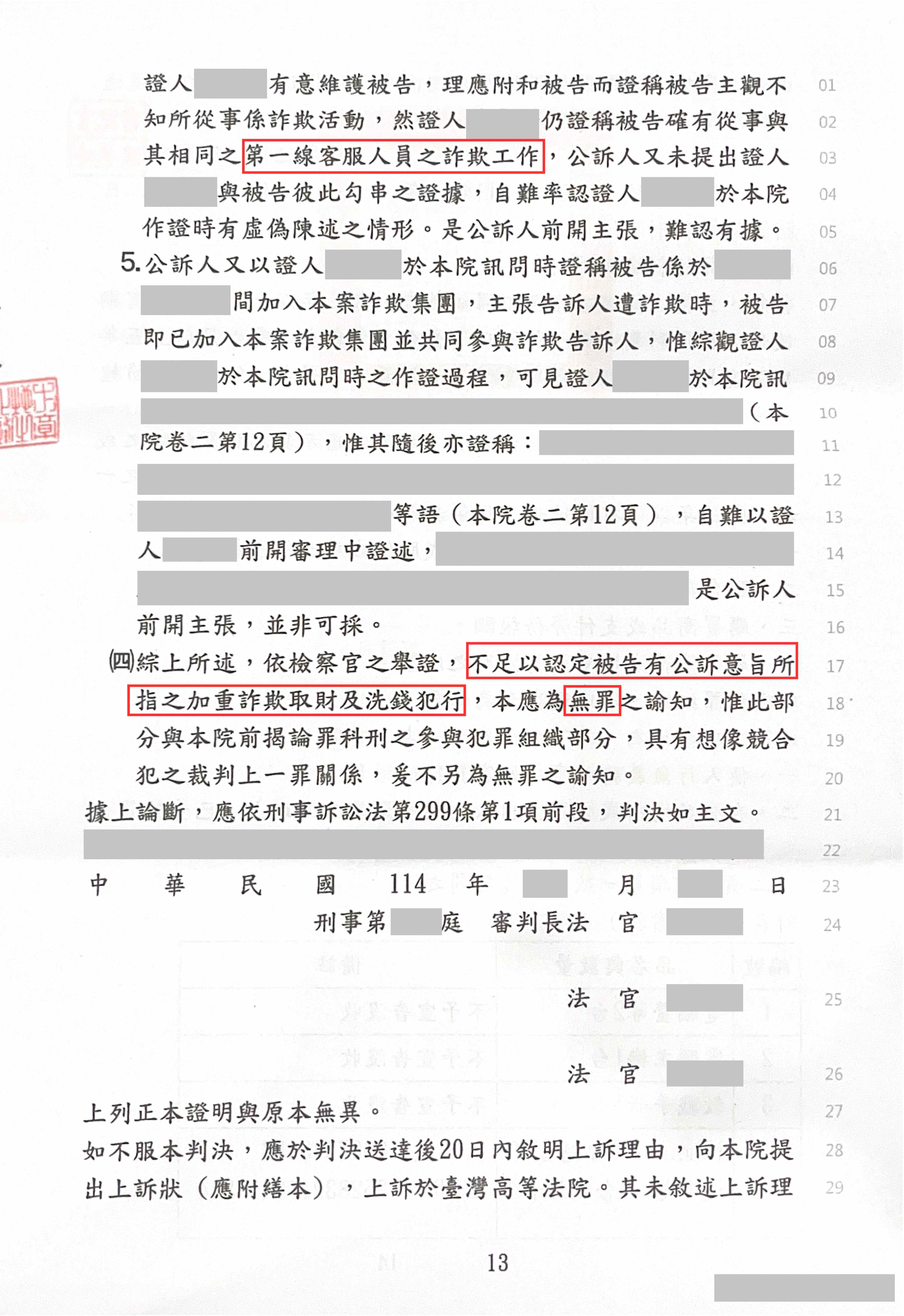 求職詐騙誤入詐欺集團－無罪成功案例